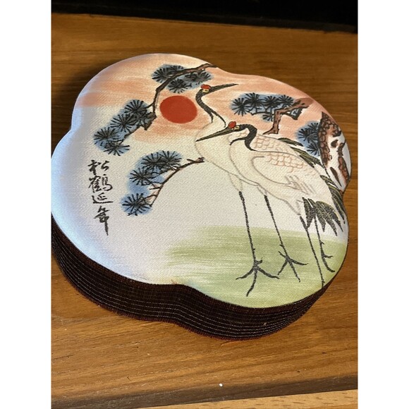 Vintage Silky Fabric Jewelry Sewing Trinket Box Birds - Picture 6 of 7